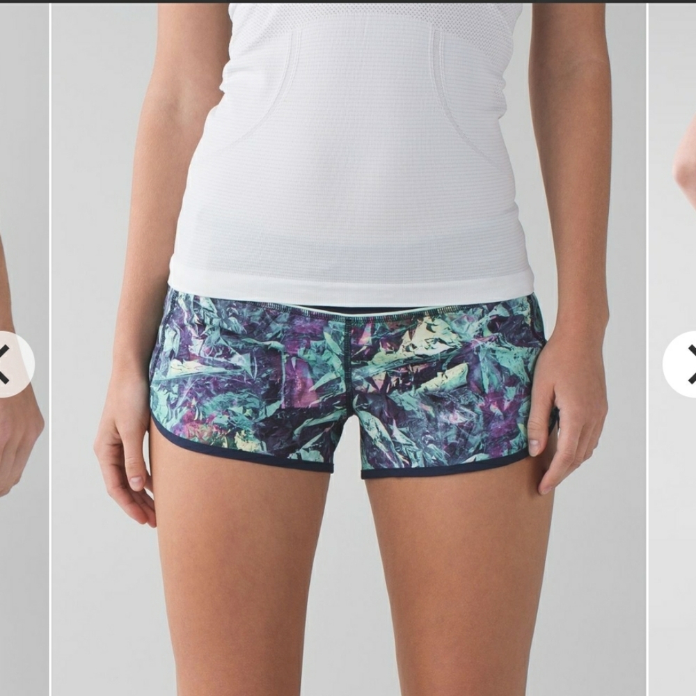 Lululemon Speed Print Running Shorts 2 Iridescent Multi and Deep Navy
